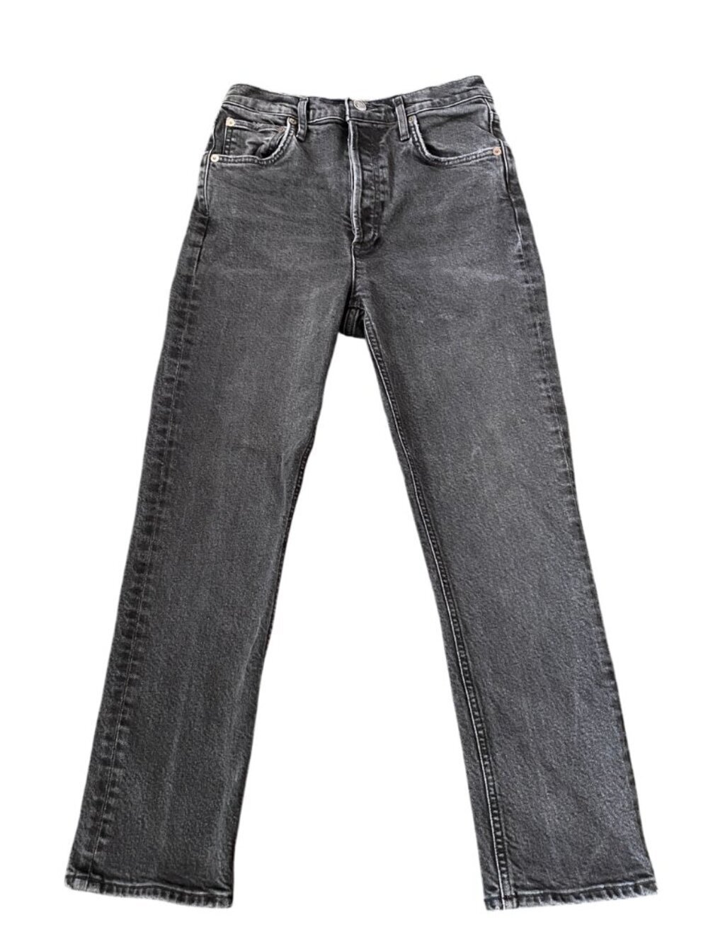 AGOLDE Riley High Rise Button Fly Jean Black - Size 25 - Picture 3 of 7